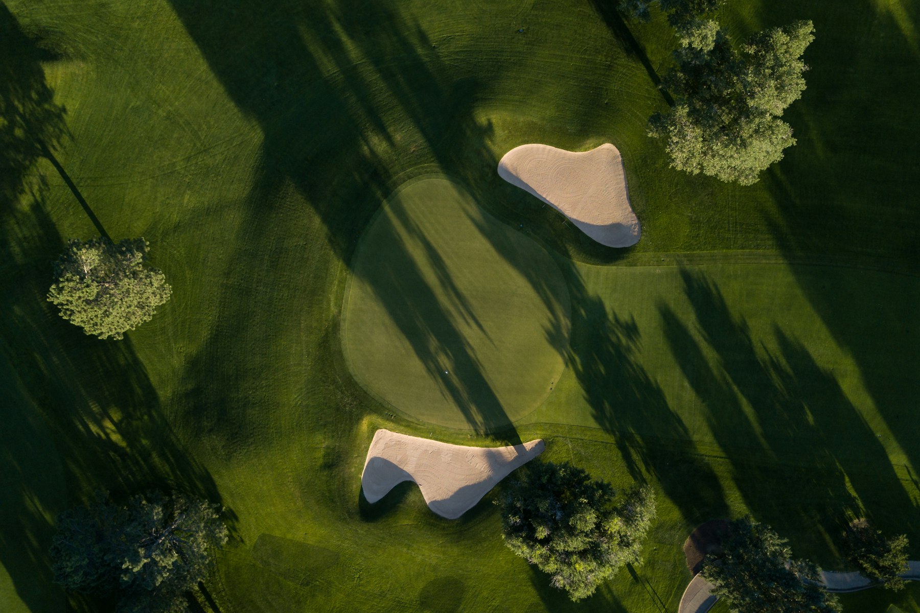 Aerial view of fairway bunkers