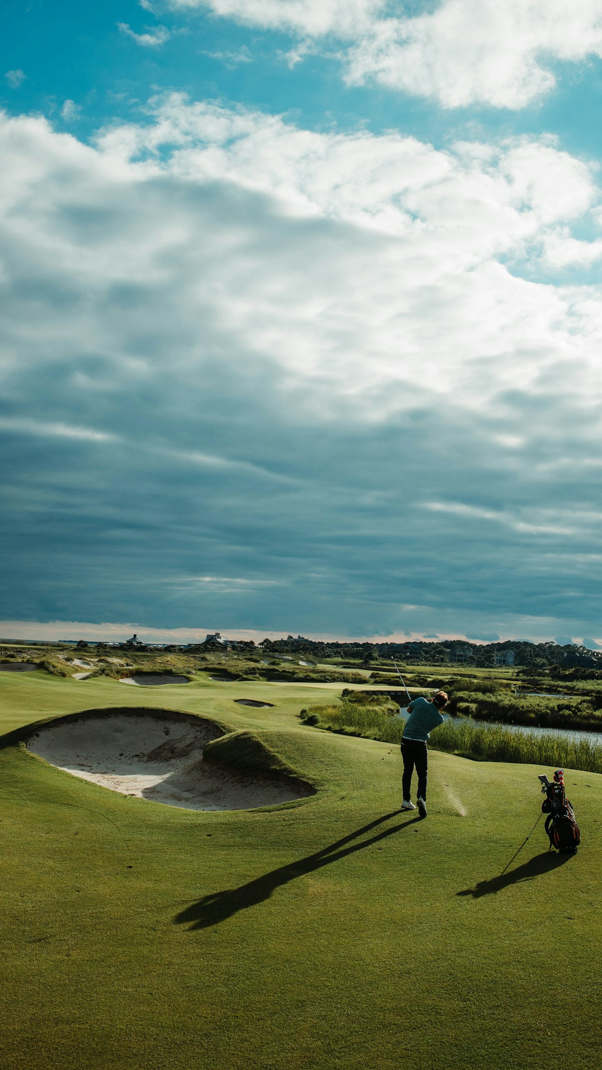 Golfer on a links course